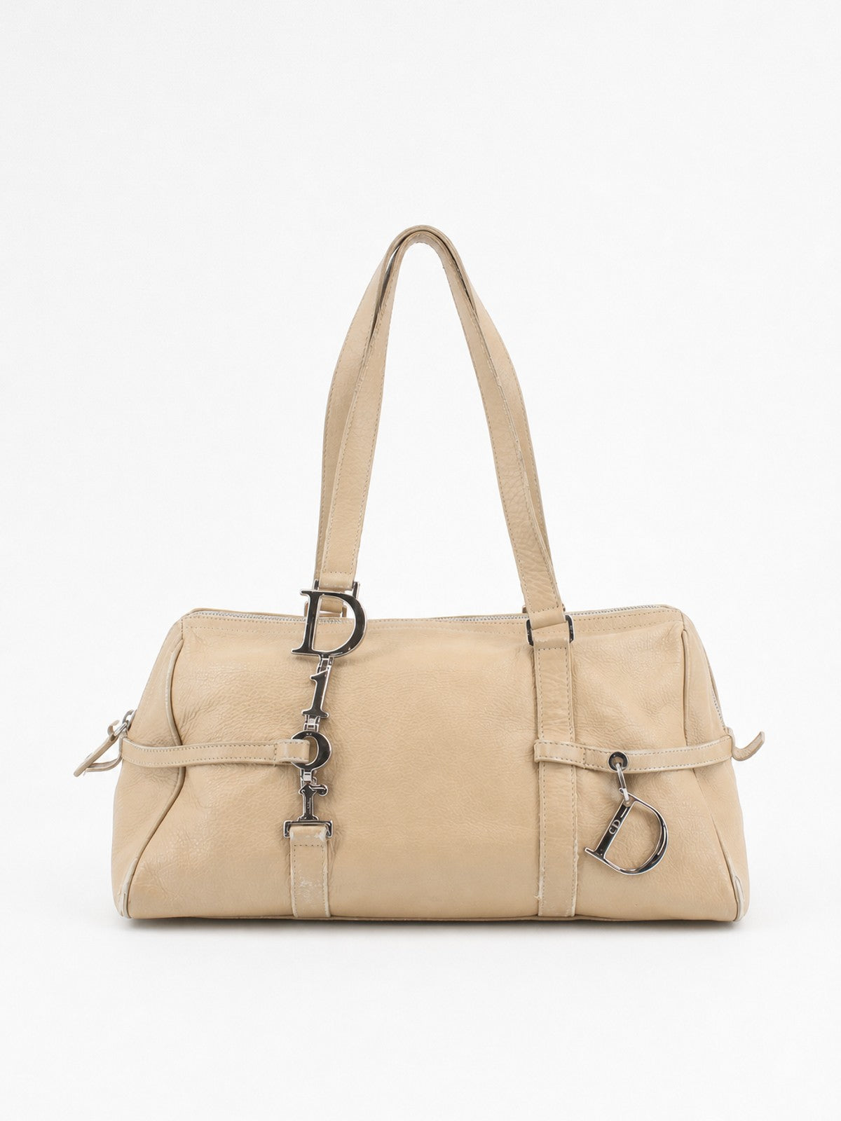 Christian Dior Shoulder Bag Beige Leather
