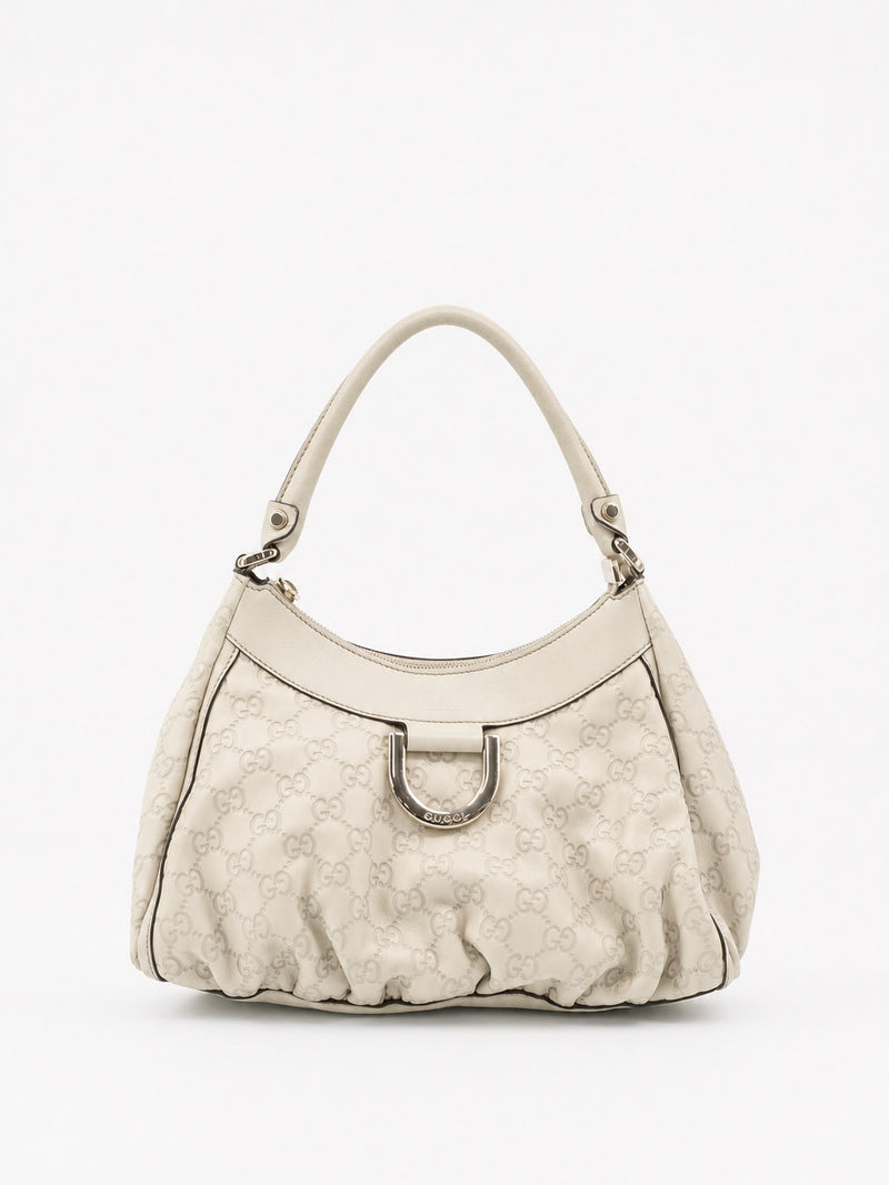 Gucci Abbey D-Ring Small Cream Leather