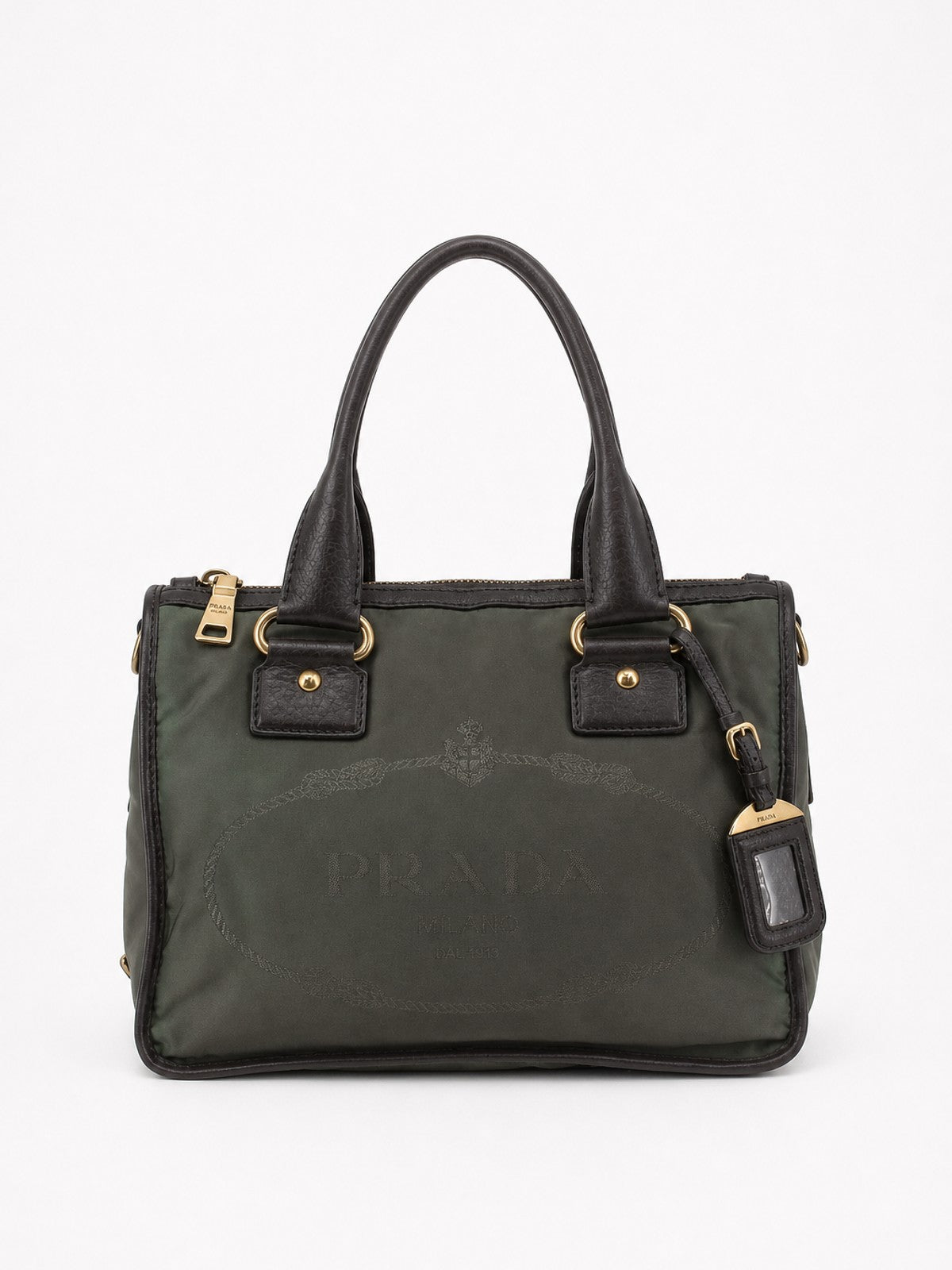 Prada Hand Bag Green Soft nylon